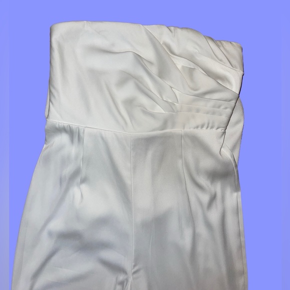 🆕#9 NWOT LULUS Beloved Bliss Ivory Strapless Slim jumpsuit, back Removable Bow. - Picture 10 of 15